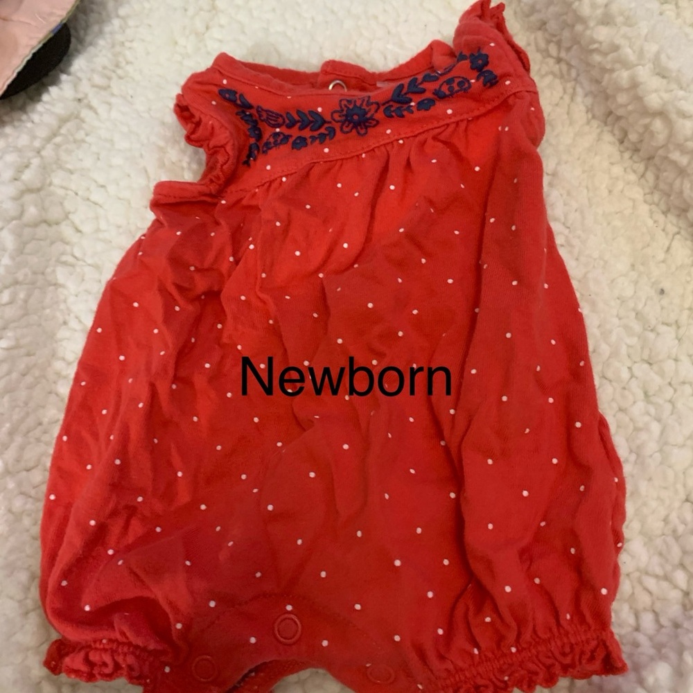 Red Floral Embroidered Baby Romper